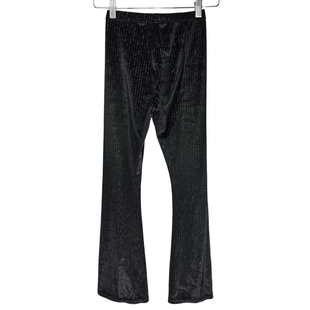 Old Navy‎ High-Waisted Black Velvet Shine Flare Leg Pants Size L 10-12 584838-01